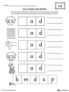 worksheet for beginning and ending the letter d with pictures to print out on