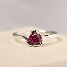 All HANDMADE ITEMS SHIP IN APPROX 8 DAYS Main Stone: Lab created ruby Main Stone Size: Heart cut 6 mm x 6 mm Main Stone Weight: 1.16 carat Side Stone: None Height From The Ring Setting Bottom(to gemstone top): about 4.91 mm Width of Ring band Measure: gradually varied,about 2.04 to 2.12 mm Material: 925 Sterling Silver/14K White Gold/14K Yellow Gold/14k Rose Gold Engraved: Available For FreeNo more than 13 letters) Customized:Of course! Tell me what you want Includes With Order: All of my store Fine Jewelry Heart Cut Lab-created Ruby Ring, Heart Cut Lab-created Ruby Ring Fine Jewelry, Fine Jewelry Ruby Heart Cut Ring, Heart Shaped Ruby Ring With Accent Stones, Ruby Heart Cut Birthstone Jewelry, Heart-shaped White Gold Birthstone Ring For Valentine's Day, Formal Heart Ring With Birthstone For Valentine's Day, Heart Cut Lab-created Ruby Ring, Valentine's Day Ruby Birthstone Ring With Round Cut