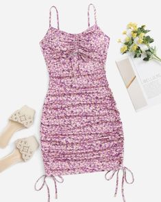 Boujee Fashion, Pretty Items, Unique Bikinis, Graduation Party Dresses, Purple Fits, Clothing Aesthetic, Ditsy Floral Dress, Rompers Online, Floral Slip Dress