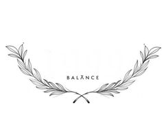 the word balance written in black ink on a white background with an image of leaves