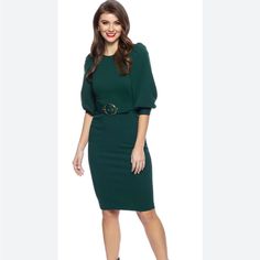 Brand New Calvin Klein Dress Size 6. Beautiful Emerald Green Color. Emerald Green Color, Calvin Klein Dress, Calvin Klein Dresses, Knitting Women, Balloon Sleeves, Womens Calvin Klein, Sheath Dress, Emerald Green, Green Color