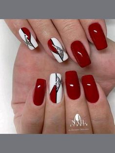 Red And White Nails, Nails Art Designs, Classy Nail Designs, Trendy Nail Art Designs, Red Nail Designs