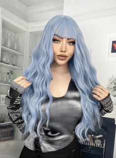 "Baby Blue Wig, Long Blue Wig, Halloween Wig, Anime Wig, Sky Blue Wig With Bangs, Sky Blue Wig, Cosplay Wig, Chemo Wig, Bob Wigs Color:                        Baby Blue Wigs Design:                Long Wigs Type:                        Bangs Wig Curl:                        Body Wave Dye/Bleach/Perm:Perm Heat Tolerence:        150℃ Material:                Synthetic Fiber ---- Hair accessories is not included ---- Welcome to our shop, where we offer a wide variety of high-quality wigs for all occasions! Our long blue wig is perfect for cosplay, theater productions, or just for fun. We have a vast selection of colors, styles, and lengths to choose from, so you can find the perfect wig to match your personality and outfit. Our baby blue wig is made from the finest synthetic fibers, so they l Curly Wigs With Bangs, Chemo Wig, Anime Wigs, Wigs Synthetic, Blue Wig, Halloween Wigs, High Quality Wigs, Women's Wigs, Body Wave Wig