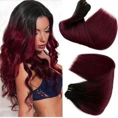 Sew In Hair Extensions Real Human Hair Wine Red Bundles 1b99j Burgundy With Dark Roots Hand Tied Weft Hair Extensions 100g Red Bundles, Hand Tied Weft Hair Extensions, Quick Braids, Sew In Hair Extensions, Wavy Ponytail, Half Ponytail, Curly Clip Ins, Black Hair Extensions, Real Human Hair Extensions