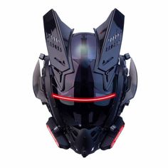 Mycostime-Cyberpunk Mask-Future Tech Mask with Red Lights Tech Mask, Punk Mask, Mascara Oni, Futuristic Mask, Futuristic Accessories, Cyberpunk Streetwear, Cyberpunk Helmet, Black Horns, Cosplay Helmet