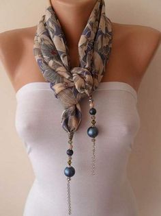 Scarves Diy, Beige Jewelry, Lace Scarf, Scarf Tying