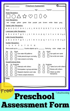 a printable worksheet for preschool with the words preschool, and an image of a