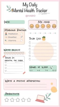 Selfcare Planner 587 😏 Creative To Do List Design, Self Care Notebook Ideas, Getting My Life Together List Template, Planer For Study, Study Notes Template, Mental Health Bullet Journal, Study Planner Template, Daily Journal Template, Mental Health Tracker