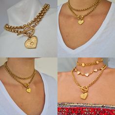 #jewelry #necklaces #chains #chainbracelet #togglenecklace #statementnecklace #tbarnecklace #vintagenecklace #togglependant #layerchain #antiquenecklace #heartpendant #chunkygoldchain #romanticnecklace #heartchoker #uniquechainchoker T Bar Necklace, Chunky Gold Chain Necklace, Necklace Long Gold, Whimsical Necklace, Necklace Woman, Unique Statement Necklace, Chunky Gold Chain, Gold Heart Pendant, Collar Choker