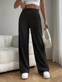 F00268063-304 Women Bottoms, Pleated Trousers, Womens Activewear, Black Casual, Casual Fits, Kendall Jenner, Retro Design, Coat Dress, Brunei