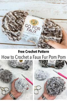 how to crochet a faux fur pom pom with this free pattern