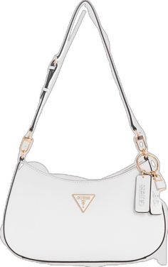 Chic White Shoulder Bag With Logo Hardware, White Shoulder Bag With Logo Hardware For Shopping, Chic Double Handle Shoulder Bag With Logo Hardware, Modern Shoulder Bag With Metal Logo, White Bags With Logo Hardware For Everyday, Modern Shoulder Bag With Logo Hardware For Shopping, White Bags With Double Handle And Logo Hardware, Everyday White Shoulder Bag With Logo Hardware, White Double Handle Shoulder Bag With Logo Hardware