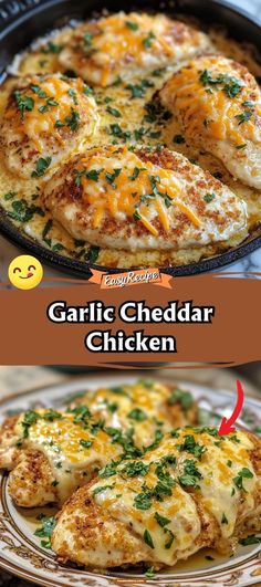 Dive into the rich flavors of Garlic Cheddar Chicken, where tender chicken breasts are smothered in a creamy garlic and cheddar cheese sauce. This dish combines the sharp taste of cheddar with the aromatic warmth of garlic, creating a comforting meal that's perfect for a family dinner or a cozy night in. Garlic Cheddar Chicken, Chicken And Cheese Recipes, Breadcrumb Topping, Garlic Cheddar, Cheddar Cheese Sauce, Chicken Breast Recipes Baked, Cheddar Chicken, Creamy Garlic Chicken, Chicken Breast Recipes Easy