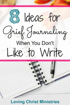 a notepad and pen with the words 8 ideas for girl journaling when you don't like to write