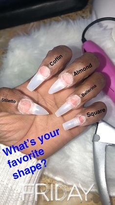 Ballerina Style Nails, Bad Gyal, Acrylic Nail Shapes, Different Nail Shapes, Nagel Tips, Ballerina Nails, Acrylic Nail Art