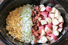 the food in the crock pot is ready to be cooked