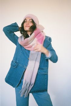 Fall essentials: Large oversized multi colored plaid wrap scarf with fringe detail Color: Lavender/Pink 16" x 85" Poly Trendy Pink Scarf For Fall, Trendy Pink Scarves For Fall, Trendy Pink Scarves One Size, Trendy Pink Scarves, Scarf With Fringe, Lavender Pink, Oversized Scarf, Fall Essentials, Wrap Scarf