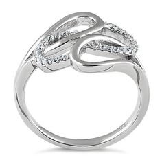 Top of ring height: 14.5mm

Top of ring width: 16mm

Band width: 3mm

Shank width: 1.9mm



Stone material: clear cubic zirconia

Stone shape: round cut

Total number of CZ stones: 30

Stone setting: prong setting



Metal: 925 sterling silver

Plating: rhodium plated

Finish: high polish Elegant Silver Bypass Ring With Cubic Zirconia, Modern Crystal Ring With Diamond Accents For Anniversary, Formal Diamond Ring With Sparkling Stones, Formal Open Diamond Ring With Sparkling Stones, Formal Open Ring With Sparkling Diamonds, Modern Rings With Sparkling Stones, Open Diamond Ring With Sparkling Stones For Promise, Modern Crystal Ring With Diamond Accents For Formal Occasions, Modern Crystal Ring With Diamond Accents For Formal Events