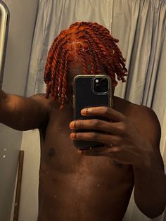 @elijahhemanuel | IG Orange Locs Men, Copper Locs Men, Ginger Locs Black Man, Color Dreads Black Man, Loc Color Ideas Men, Ginger Locs Men, Reverse Dyed Locs, Dyed Dreads Men, Dyed Locs Men