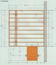 a drawing of the framing plan for a shed