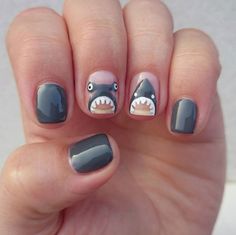 Shark Nail Art, Beach Themed Nails, Animal Nail Art, Spring Nail Colors, Animal Nails, Shark Week, Cute Nail Art, Beach Nails, Nail Art Summer