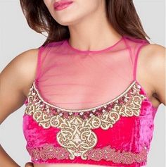 High Neck Saree Blouse, Sleeveless Blouse Designs, Netted Blouse Designs, Long Blouse Designs, Blouse Designs High Neck, Boat Neck Blouse Design, Saree Blouse Neck Designs, Fashionable Saree Blouse Designs, Net Blouses