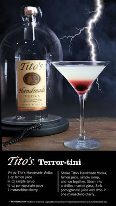 an advertisement for a martini with a bottle in the background and lightning coming from behind it