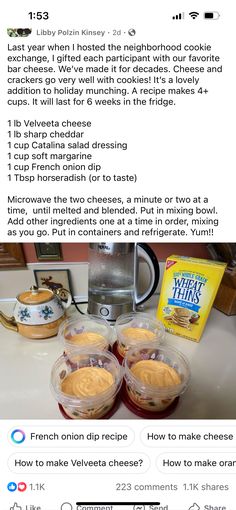 an image of some food in plastic containers on a counter top with the caption that reads, how do we make cheese?