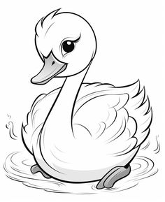 a duck swimming in the water coloring page