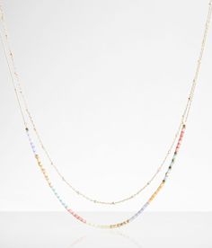 "Boutique By BKE Tiered Necklace - Gold 14-19, Women's Gold Beaded necklace Shortest tier measures 18". Apparel & Accessories" Multicolor Necklaces With Delicate Chain And Round Beads, Adjustable Double Strand Layered Necklace With Colorful Beads, Adjustable Multicolor Round Beads Chain Necklace, Adjustable Multicolor Beaded Layered Necklace, Adjustable Multicolor Beaded Chain Necklace, Multicolor Multi-strand Jewelry With Adjustable Chain, Adjustable Double Strand Colorful Beads Necklace, Trendy Adjustable Beaded Chain Layered Necklace, Adjustable Multi-strand Beaded Chain Necklace