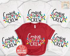 Cousin Crew Shirts Christmas, Cousin Shirt, Matching Family Christmas Shirts,Toddler Christmas Outfit, Baby Christmas Outfit, Christmas Crew 🎁 Perfect Gift for Friends & Family! 🎁 Get high-quality, affordable, and personalized t-shirts that make a thoughtful gift for your loved ones. Each shirt is carefully printed by hand using the latest technology and eco-friendly, water-based inks. Thank you for supporting our small business! ❤️ 📏 What Size Should I Get? 📏 Please refer to the size chart White Tops For Christmas Birthday, Cousin Crew Shirts, Matching Family Christmas Shirts, Toddler Christmas Shirt, Toddler Christmas Outfit, Cousin Crew, Outfit Christmas, Baby Christmas Outfit, Baby Christmas