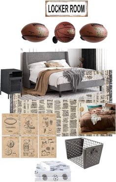 Sports bedroom. Black, cream, brown, grey. Neutral bedroom Classy Sports Bedroom, Sports Bedroom For Teenage Boys, Preteen Boys Bedroom Ideas Sports, Teen Boy Football Bedroom, Boy Football Bedroom, Sports Bedroom For Boys, Football Room For Boys, Boys Football Bedroom Ideas, Boy Sports Room