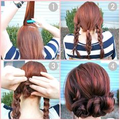 no curl updo Sanggul Modern, Simple Updo, Makeup Tip, Easy Hairstyle, Hair And Beauty, Braided Hairstyles Easy, Long Hairstyles, Popular Hairstyles, Hair Color Ideas