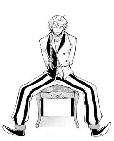 a drawing of a man sitting on top of a chair