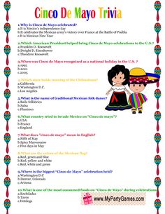 a poster with the words cinco de mayo trivia and an image of two children