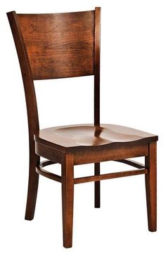 a wooden chair with a brown seat on a white background