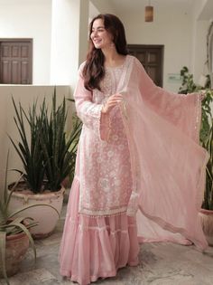 Bangladesh Dress, Suit Stitching, Indian Fits, Desi Fits, Pink Dupatta, Pakistani Women Dresses, Fashion Design Books