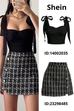 Shein Black Outfits, Outfit Ideas From Shein With Codes, Shein Korean Outfits, Shein Inspo Outfits, Shien Clothes Outfits With Codes, Shein Codes Outfits