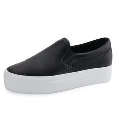 PRICES MAY VARY. Durable man-made upper features elastic side panels for a flexible and stretchable fit. The slip-on flats come with a rear pull tab for easy on and off. Memory foam insole offers hour-long comfort and an enjoyable walking experience. 1.5'' Height Thick rubber outsole provides traction and stability while giving a bit more lift and support. The pared-down style can go with any outfit during most seasons, perfect for everyday commutes, school run, office work, get-together, shoppi Trendy Flats, Comfortable Loafers, Black Slip On Shoes, Black Slip On, Platform Loafers, Side Panels, Office Work, Pull Tab, Slip Ons