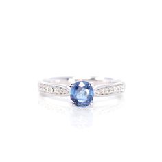 18k White Gold Natural Blue Sapphire Ring with Diamonds-Baikalla Happy Valley Oregon