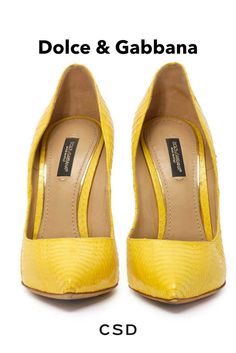 Size - 39 EU Colour - Yellow Fabric - Exotic Leather Condition - Good, slight rip #pumps #heels Yellow Fabric