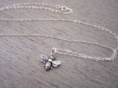 Bumblebee Tiny Sterling Silver Bee Necklace by CYDesignStudio Delicate Sterling Silver Charm Necklaces, Delicate Sterling Silver Charm Necklace, Handmade Cute Sterling Silver Charm Necklaces, Delicate Handmade Silver Charm Necklaces, Handmade Silver Charm Necklace For Her, Handmade Sterling Silver Charm Necklace As Gift For Her, Handmade Silver Charm Necklace As Gift For Her, Tiny Silver Charm Necklaces As Gift For Her, Tiny Sterling Silver Charm Necklace For Her