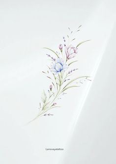 an artistic watercolor painting of flowers on a white background