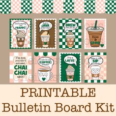 printable bulletin board kit for coffee lovers