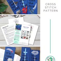 the cross stitch pattern is shown with instructions for how to sew and crochet