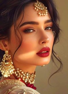 Indian Makeup Looks, No Make Up Make Up Look, Asian Bridal Hair, Indian Wedding Makeup, Asian Bridal Makeup, Indian Bride Makeup, Wedding Makeup Tutorial, Bridal Eye Makeup, Bridal Makeup Wedding