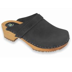 Looking for quality leather clogs that your family would love? Black Nubuck/Pull-up Klogga  - quality clogs form our brand mark, natural pull-up/nubuck leather (depending on production series), wooden soles, handmade, Swedish design - everlasting and best choice for those who prefer wooden footbed; excellent for professional and everyday use > Natural, quality leather pull-up or nubuck with Klogga  brandmark > Natural wooden footbeds painted ligh brown > Excellent support and comfort due to orth Black Comfortable Clogs With Leather Sole, Comfortable Black Clogs With Leather Sole, Black Leather Comfortable Clogs, Brand Mark, Wooden Clogs, Design Shoes, Swedish Design, Leather Clogs, Clogs Shoes