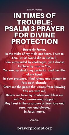 a prayer with the words in times of trouble, palm 3 prayer for divine protection