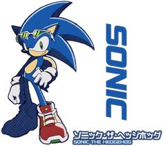 sonic the hedgehog is wearing sneakers and holding a tennis racquet in his hand