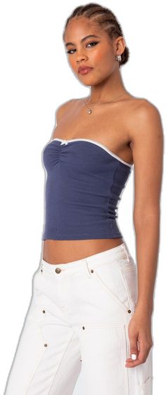 Casual Ribbed Strapless Tube Top, Trendy Blue Bandeau Top, Trendy Ribbed Bandeau Top, Fitted Waffle Knit Tops For Spring, Casual Blue Bandeau Tank Top, Summer Strapless Ribbed Top, Visionary Fashion, Waffle Toppings, S Models